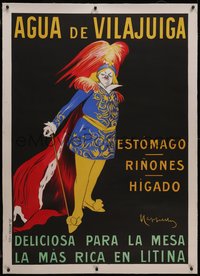 7a0263 AGUA DE VILAJUIGA linen 40x55 French advertising poster 1910s cool Cappiello art, ultra rare!