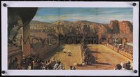 7a0412 BEN-HUR linen 11x22 special poster 1960 incredible far shot of the classic chariot race!