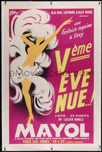 7a0242 CONCERT MAYOL linen 40x61 French stage poster 1950s Lefebvre art of nude showgirl, ultra rare!