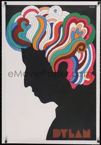 7a0304 DYLAN linen 22x33 music poster 1967 colorful silhouette art of Bob by Milton Glaser!