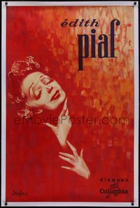 7a0226 EDITH PIAF linen 30x46 French music poster 1960s Douglas art for Columbia records, ultra rare!