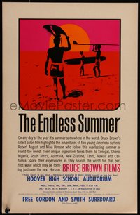 7a0209 ENDLESS SUMMER 11x17 special poster 1965 Bruce Brown, Van Hamersveld art, includes play dates!