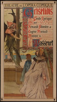 7a0245 GRISELIDIS linen 30x54 French stage play poster 1901 great Francois Flameng art, ultra rare!