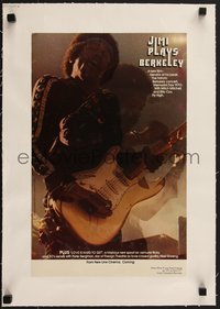 7a0418 JIMI PLAYS BERKELEY linen 11x17 special poster 1973 great c/u of Hendrix performing w/guitar!