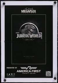 7a0320 JURASSIC WORLD linen mini poster 2015 for Larry H. Miller Megaplex theatres, ultra rare!