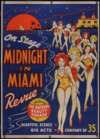 7a0139 MIDNIGHT IN MIAMI REVUE 40x56 stage poster 1940-41 art of Bathing Beauty Parade, ultra rare!