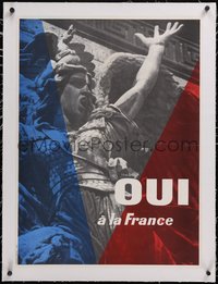 7a0422 OUI A LA FRANCE linen 23x31 French special poster 1968 La Marsellaise sculpture, ultra rare!