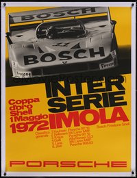 7a0423 PORSCHE linen 30x40 German special poster 1972 Reichert art, Interserie Imola, ultra rare!
