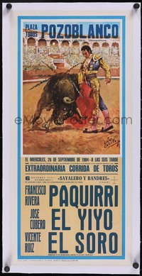 7a0424 POZOBLANCO linen 12x26 Spanish special poster 1984 death of Paquirri, Canito art, ultra rare!