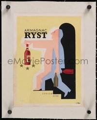 7a0339 RYST-DUPEYRON linen 10x13 French advertising poster 1943 Raymond Savignac art for armagnac!