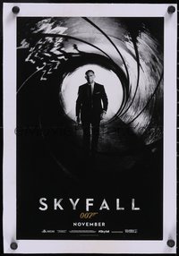 7a0321 SKYFALL linen mini poster 2012 Daniel Craig as James Bond 007 in gun barrel, ultra rare!