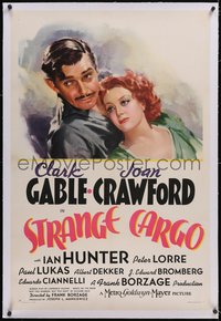 7a0808 STRANGE CARGO linen style C 1sh 1940 great art of Clark Gable & Joan Crawford, ultra rare!