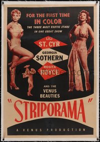 7a0812 STRIPORAMA linen 1sh 1953 strippers Lili St. Cyr, Georgia Sothern & Rosita Royce, ultra rare!