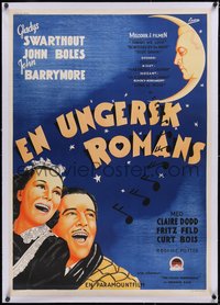 7a0333 ROMANCE IN THE DARK linen Swedish 1938 Leon art of John Boles & Gladys Swarthout, ultra rare!