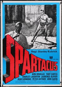 7a0334 SPARTACUS linen Swedish R1984 classic Kubrick, art of gladiators Kirk Douglas & Woody Strode!