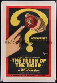 7a0819 TEETH OF THE TIGER linen 1sh 1919 master thief Arsene Lupin in his 1st US feature, ultra rare!