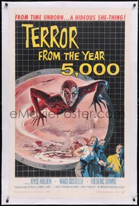 7a0820 TERROR FROM THE YEAR 5,000 linen 1sh 1958 great art of the hideous she-thing from time unborn!