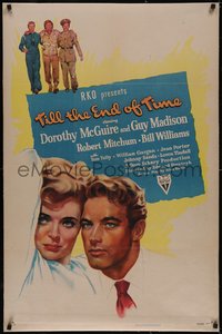 7a0827 TILL THE END OF TIME linen 1sh 1946 Dorothy McGuire, Guy Madison, early Robert Mitchum!