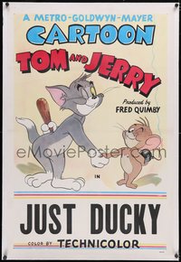 7a0831 TOM & JERRY linen 1sh 1952 Tom & Jerry hiding weapons behind their back, Just Ducky!