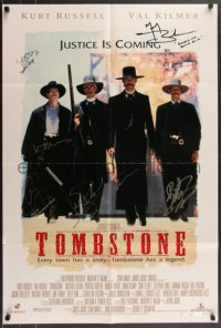 7a0049 TOMBSTONE signed DS 1sh 1993 by Val Kilmer, Priestley, Rooker, Zane, Biehn AND Nicholson!