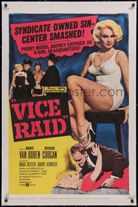 7a0846 VICE RAID linen 1sh 1960 full-length super sexy barely-dressed phony model Mamie Van Doren!