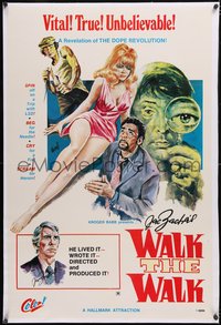 7a0849 WALK THE WALK linen 1sh 1970 Kroger Babb, William L. wild art, scream for heroin, ultra rare!