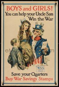 7a0159 BUY WAR SAVING STAMPS 20x30 WWI war poster 1917 James Montgomery Flagg art, ultra rare!