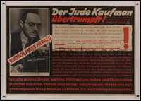 7a0234 DER JUDE KAUFMAN UBERTRUMPFT linen 33x48 German WWII war poster 1942 antisemitic, ultra rare!