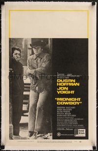 7a0132 MIDNIGHT COWBOY linen X-rated WC 1969 Dustin Hoffman, Jon Voight, John Schlesinger classic!