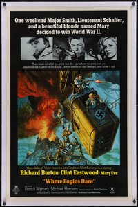 7a0858 WHERE EAGLES DARE linen style A 1sh 1968 Clint Eastwood, Richard Burton, Ure, McCarthy art!