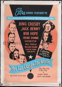 7a0867 YOU CAN CHANGE THE WORLD linen 1sh 1951 art of Bing Crosby, Bob Hope, Benny, Rochester & more!