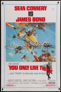 7a0177 YOU ONLY LIVE TWICE style B 1sh 1967 Frank McCarthy art of Connery as James Bond in gyrocopter!