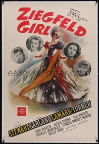 7a0872 ZIEGFELD GIRL linen style D 1sh 1941 James Stewart, Judy Garland, Hedy Lamarr, Lana Turner!