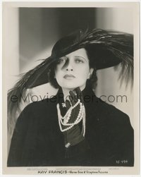 7b1365 KAY FRANCIS 8x10.25 still 1934 head & shoulders portrait wearing pearls & feathered hat!