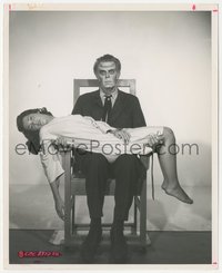 7b1391 MAN WHO TURNED TO STONE candid 8x10 still 1957 posed portrait of woman & monster by Crosby!