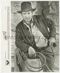 7b1458 RAIDERS OF THE LOST ARK 8x9.75 still 1981 best posed portrait of Harrison Ford with whip!