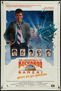 7b0295 ADVENTURES OF BUCKAROO BANZAI 1sh 1984 Peter Weller science fiction thriller, cool art!