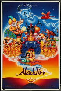 7b0298 ALADDIN DS 1sh 1992 Walt Disney Arabian fantasy cartoon, Calvin Patton & Hom art of cast!