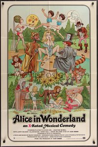 7b0302 ALICE IN WONDERLAND 1sh 1976 sexy Playboy cover girl Kristine De Bell, wacky parody art!