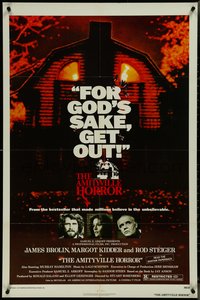 7b0307 AMITYVILLE HORROR 1sh 1979 Brolin, great image of haunted house, for God's sake get out!