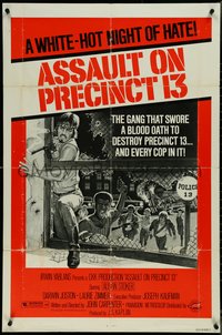 7b0316 ASSAULT ON PRECINCT 13 1sh 1976 Tanenbaum art of John Carpenter's white-hot night of hate!