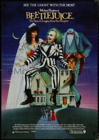 7b0261 BEETLEJUICE Aust 1sh 1988 Tim Burton, Ramsey art of Keaton, Baldwin & Geena Davis!