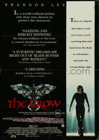 7b0263 CROW Aust 1sh 1994 Brandon Lee's final movie, believe in angels, cool image, ultra rare!