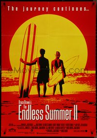 7b0265 ENDLESS SUMMER 2 Aust 1sh 1994 image of surfers with boards on the beach at sunset, rare!