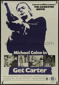 7b0266 GET CARTER Aust 1sh 1972 cool image of Michael Caine holding shotgun and more, rare!