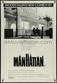 7b0276 MANHATTAN Aust 1sh 1979 classic image of Woody Allen & Diane Keaton by bridge!