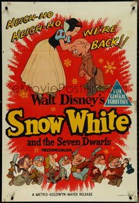 7b0280 SNOW WHITE & THE SEVEN DWARFS Aust 1sh R1960s Disney cartoon classic, cool art of dwarves!