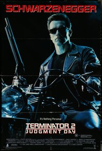 7b0285 TERMINATOR 2 Aust 1sh 1991 classic Arnold Schwarzenegger on motorcycle with shotgun!