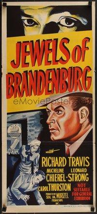 7b0227 JEWELS OF BRANDENBURG Aust daybill 1947 Richard Travis has to stop Nazi party revival, rare!