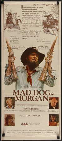 7b0229 MAD DOG Aust daybill 1976 Philippe Mora, cool image of Dennis Hopper holding guns, rare!